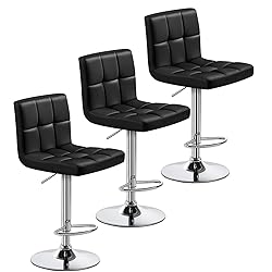 Yaheetech Bar Stools Set of 3, Adjustable PU