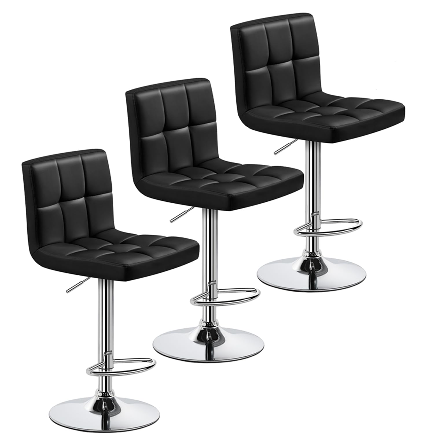 Yaheetech Bar Stools Set of 3, Adjustable PU