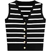 NALANISA Women's Trendy Striped Sweater Vest V Neck Sleeveless Button Up Tank Tops Y2k Shirts Casual Business Summer Outfits