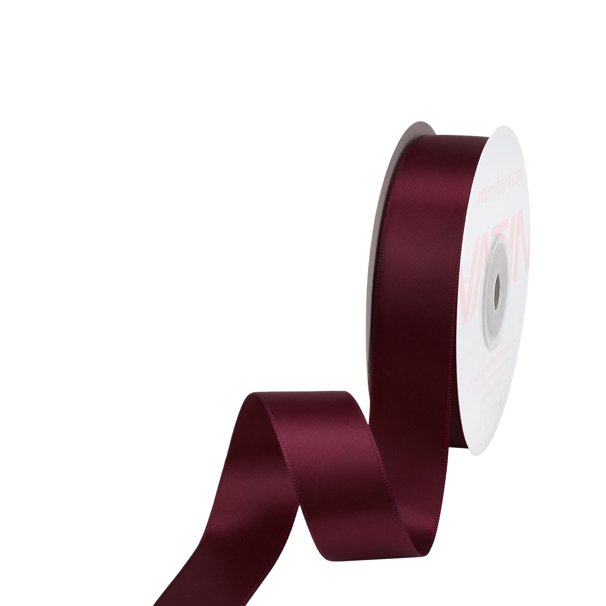VATIN 22mm Double Faced Polyester Satin Ribbon Wine - 23 Metre/Spool, Perfect for Wedding Decor, Wreath, Baby Shower,Gift Package Wrapping and Other Projects