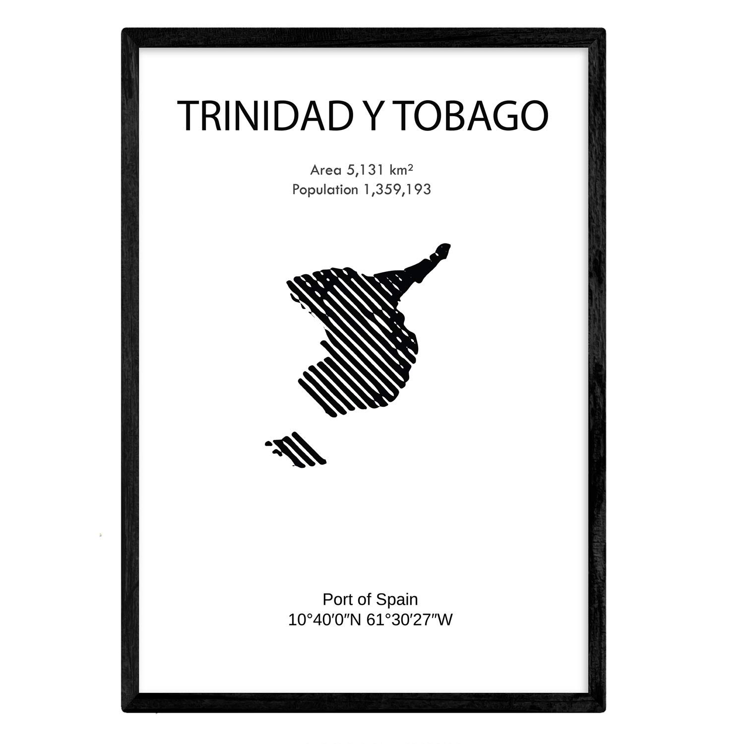 Nacnic Poster of Trinidad and Tobago. Sheets of countries and continents. A3 size