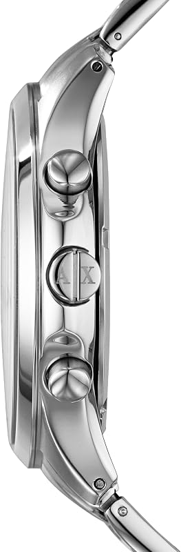 Orologio per uomo, Movimento cronografo al quarzo e cassa da 46 mm con cinturino in acciaio, Tono argento e blu