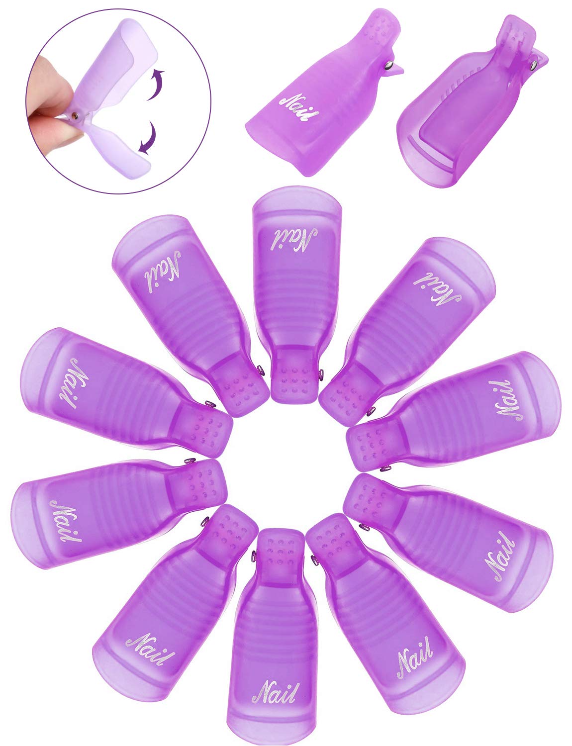 LANDOT Gel Nail Polish Remover Kit, 10pcs Gel Nail Polish Remover Clips Cap, 500pcs Nail Wipe Cotton Pads and 150ml Nail Polish Remover Pump Bottle : Beauty