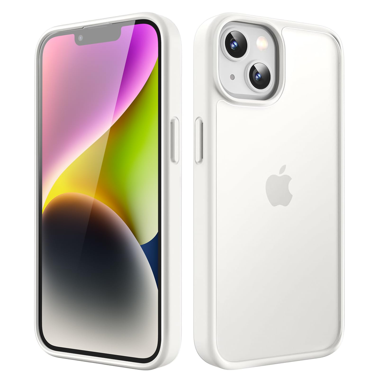 TIIXXA Matte Case for iPhone 14 6.1-Inch, Shockproof Drop Protection, Frosted Translucent Back Phone Cover, Anti-Fingerprint(White)