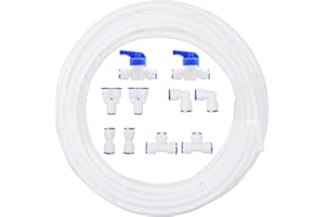 1/4" OD Quick Connect Push in to Connect Water Tube Fitting 10pcs+1/4 inch RO Water White Tubing, 10M(32FT)