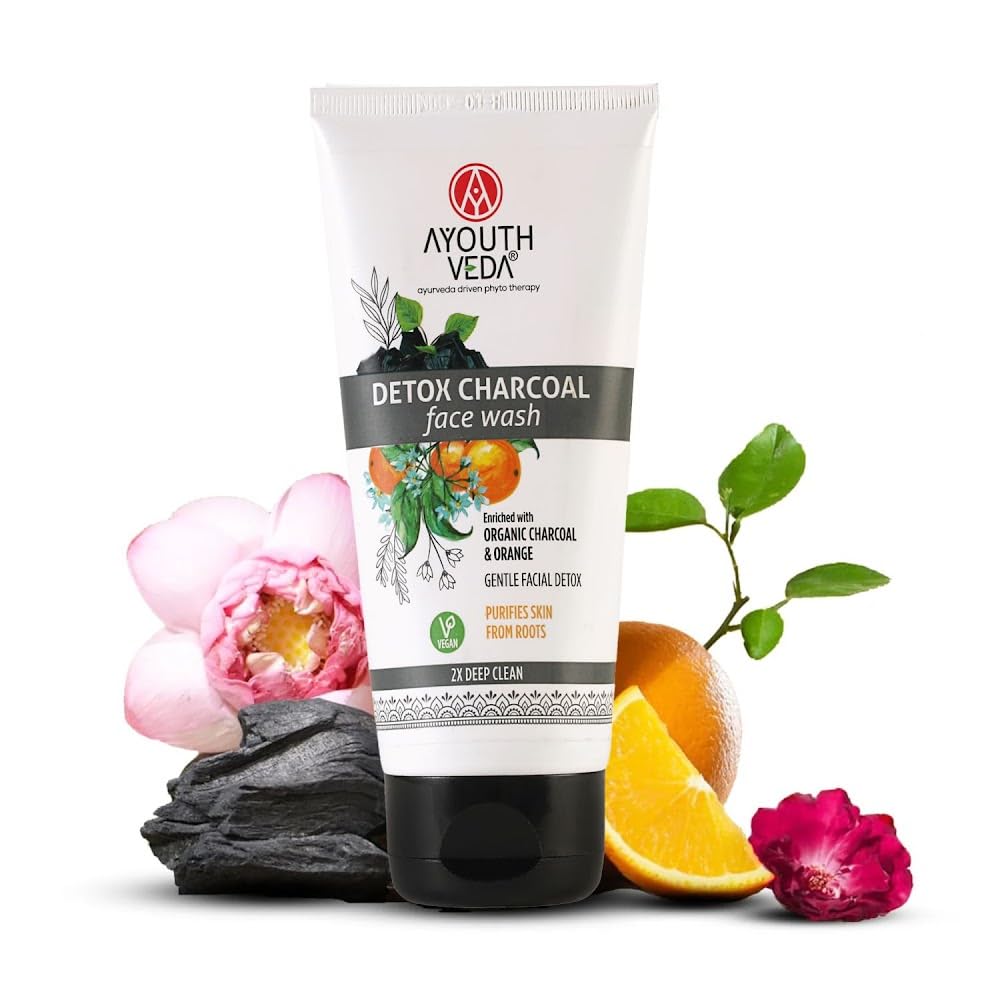 Ayouthveda Detox Activated Charcoal Face Wash - Deep Cleansing & Anti-Pollution, 150 ml