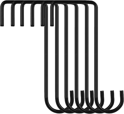 Maridergo 6 Pcs Fence Hooks Heavy Duty Steel Plant Hanger 15.4cm Black