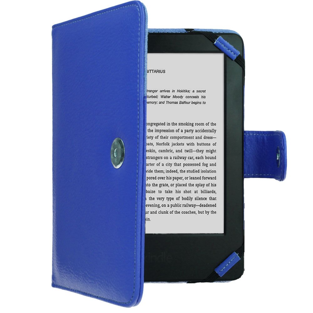 TECHGEAR Kindle PU Leather Folio Case Cover With Magnetic Clasp made for Amazon Kindle eReader 12th - 4th Generation (2024-2011) & Paperwhite with 6 inch Screen (BLUE)
