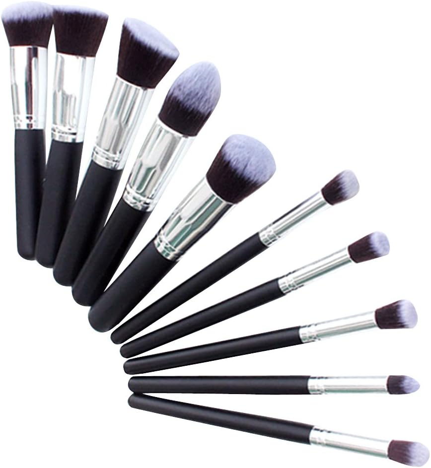 Snner Professional Make-Up Brush Set 10 Pieces Black Eyebrow Shadow Blush Foundation Concealer