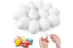 QMET 12 Pieces Wooden Fake Eggs, White Wooden Easter Egg Wood Eggs for Easter Crafts Home Decor, Great for Easter DIY Decorations