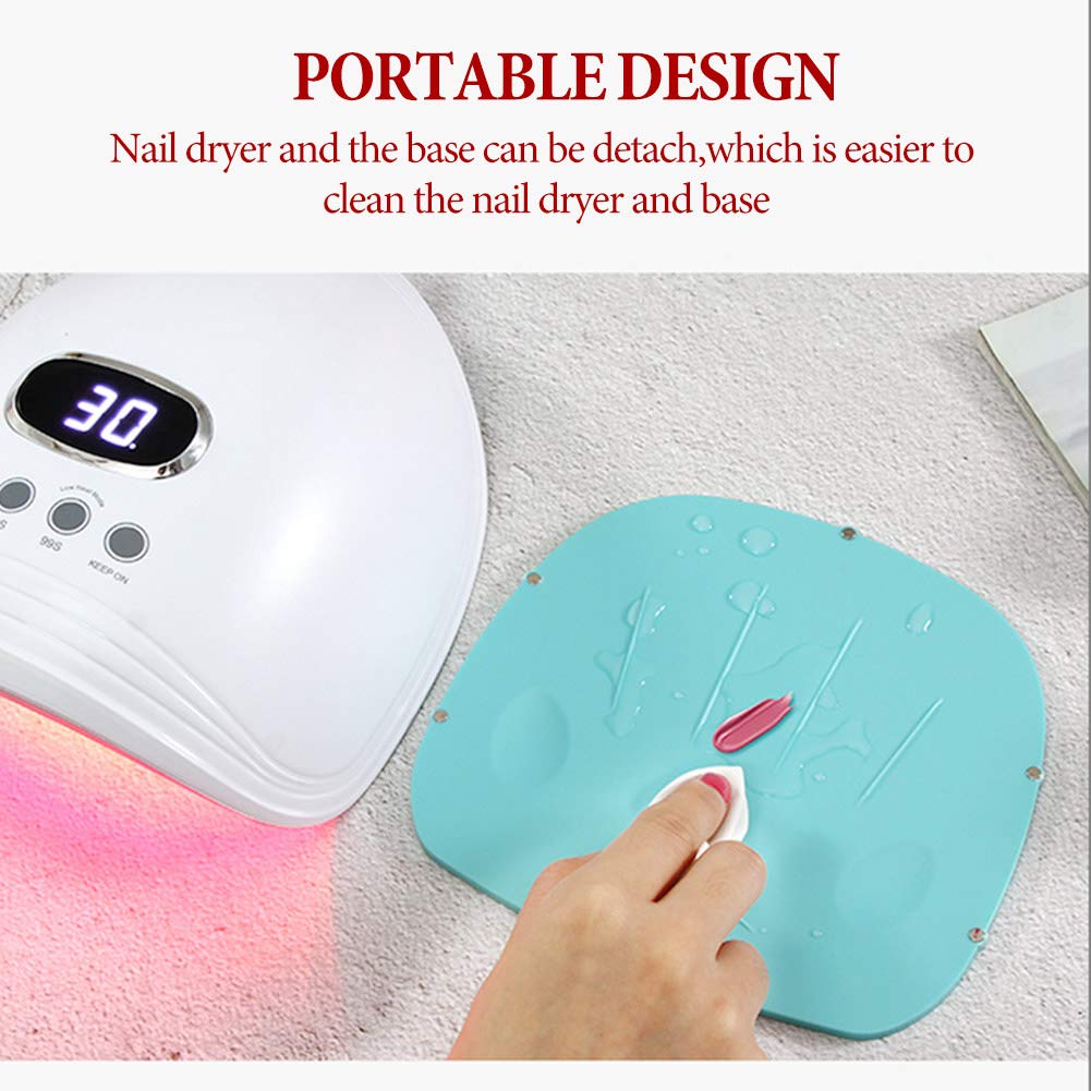 [Patent Design] 60W UV LED Nail Lamp, Professional Nail Fast Dryer Curing Light for Gel Polish Smart Auto-sensing with 30/60/99s Timer 2 Light sources and Removable Base (Blue)