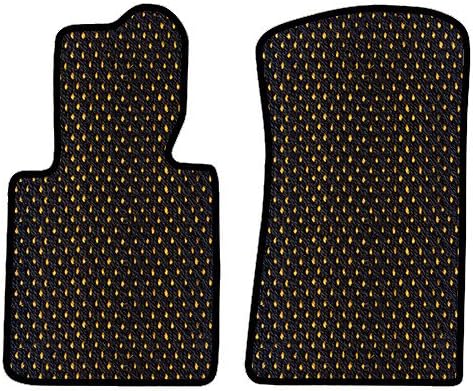 Furstil Automotive - The Original Coco Mats - Custom Fit Floor Mats Hand-Made in USA for 2012 - 2016 Porsche Cayman, Cayman S, Cayman GTS, GTR, or GT4 981 Body 2nd Generation Black Yellow Dot-Front Set-Two Piece