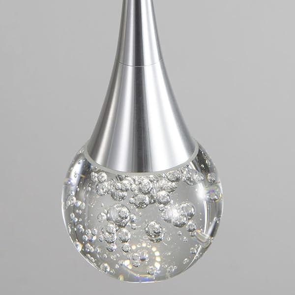 CENOZO 3-LIGHTS MODERN PENDANT LIGHTS FOR KITCHEN ISLAND LED DIMMABLE CRYSTAL GLAM CEILING PENDANT LIGHTING CHANDELIER FOR DINING ROOM HALLWAY BEDROOM CORNER LAMP BRUSHED NICKEL