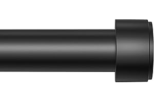 JOAWCY Curtain Rods for Windows 32-90 Inch, 1 Inch Adjustable Black Curtain Rod Set with Brackets, Easy Install