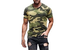 GOKKILRW Men's T Shirts Casual Camo Printed Lightweight Quick Dry Plus Size Crewneck Short Sleeve Military Hunting Tees