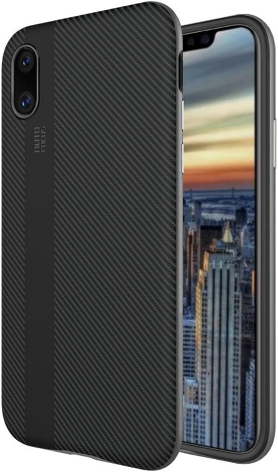 Estuyoya Mobile iPhone X, Protector iPhone 10 Carbon Effect Case Iphone X Ultra Slim Bumper Frame Cover Case Grey