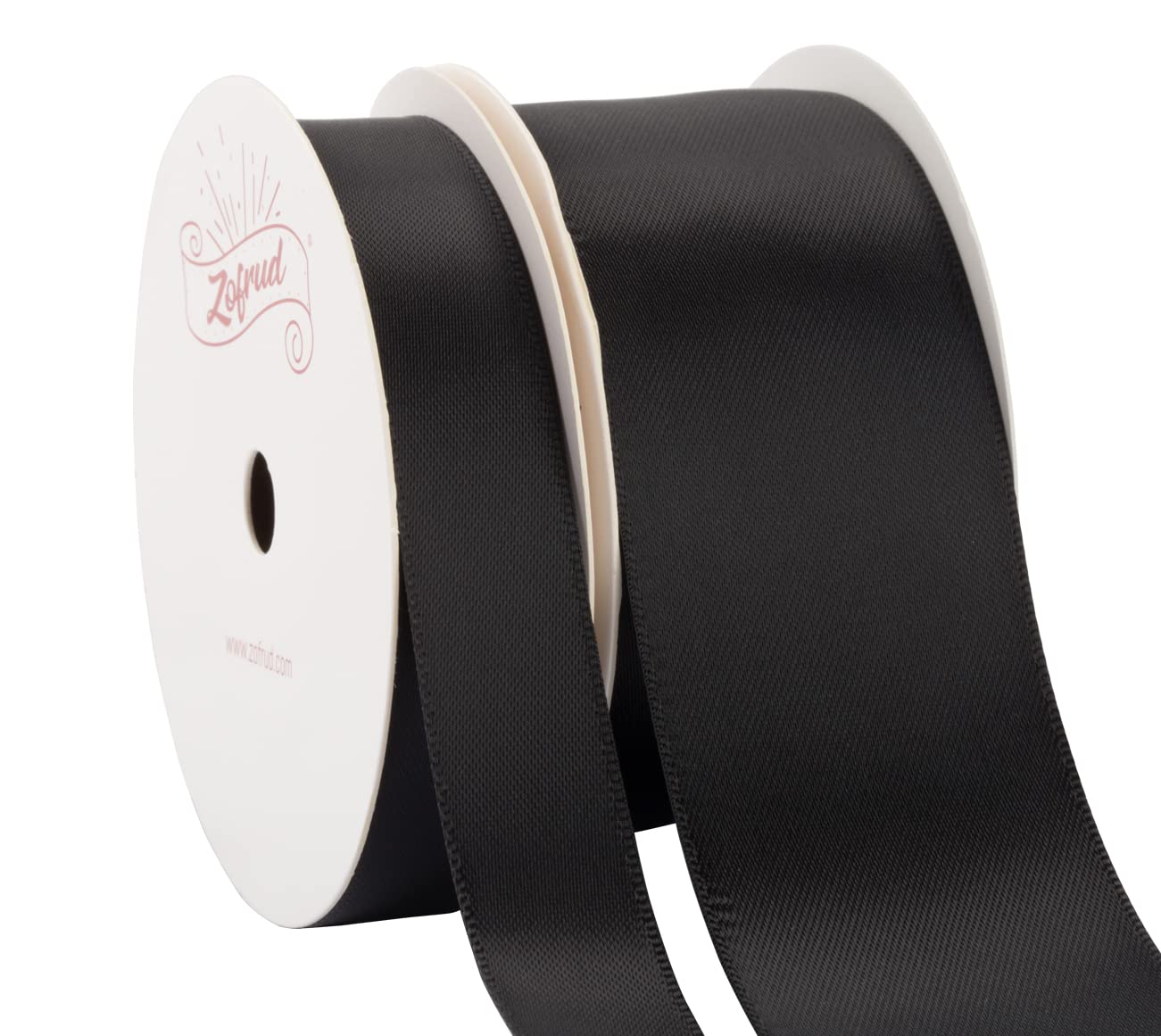 Zofrud 2 Rolls of Black Double Faced Satin Ribbon - 18 Meters Total (16mm and 38mm x 9M) - Ideal for Crafts, Gift Wrapping, and Weddings