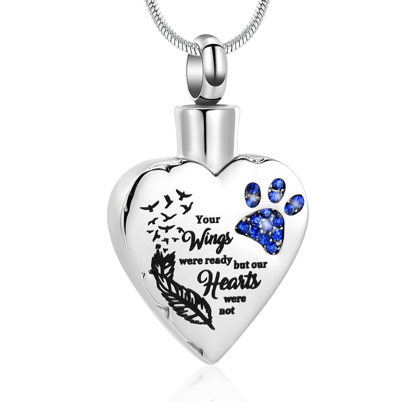 Minicremation Urn Necklaces for Ashes No Longer by My Side,But Forever in My Heart Carved Locket Cremation Urn Necklace for Pet Dogs Cats Ashes