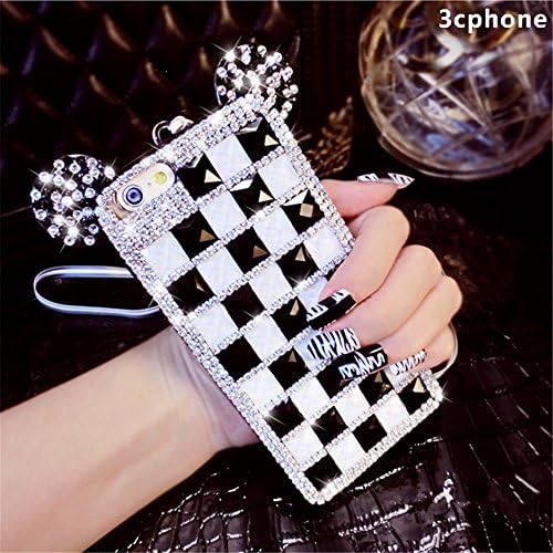 Bling Samsung Galaxy Note 8 Diamond Case With Chain,Chanyaozy[DIY][Glitter]Luxury Diamond Minnie Mouse Soft Rubber Case (Black&amp;White)