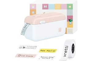 vretti Label Maker Machine with Tape - HP4 Portable Handheld Label Maker with Built-in Cutter, with a Roll of 14x40mm Tape, Bluetooth Label Printer for Personal Use, Compatible with iOS Android