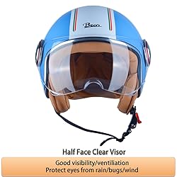 BEON Motorcycle Half Helmet with Visor, 3/4 Retro