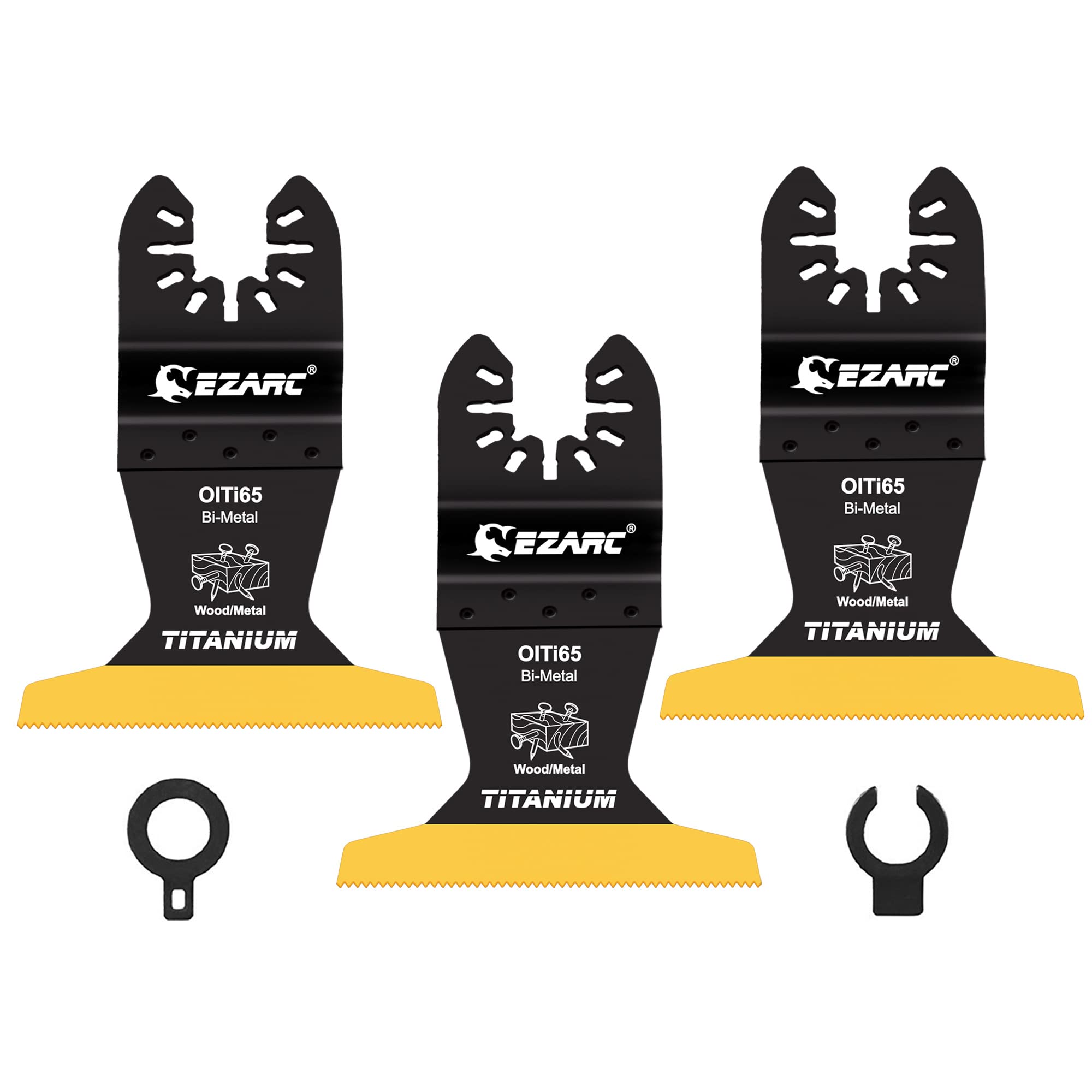 EZARC Titanium Oscillating Saw Blades, 3PCS Extended Multitool Blades for Metal, Wood Nails, Screws Cutting, Plastic