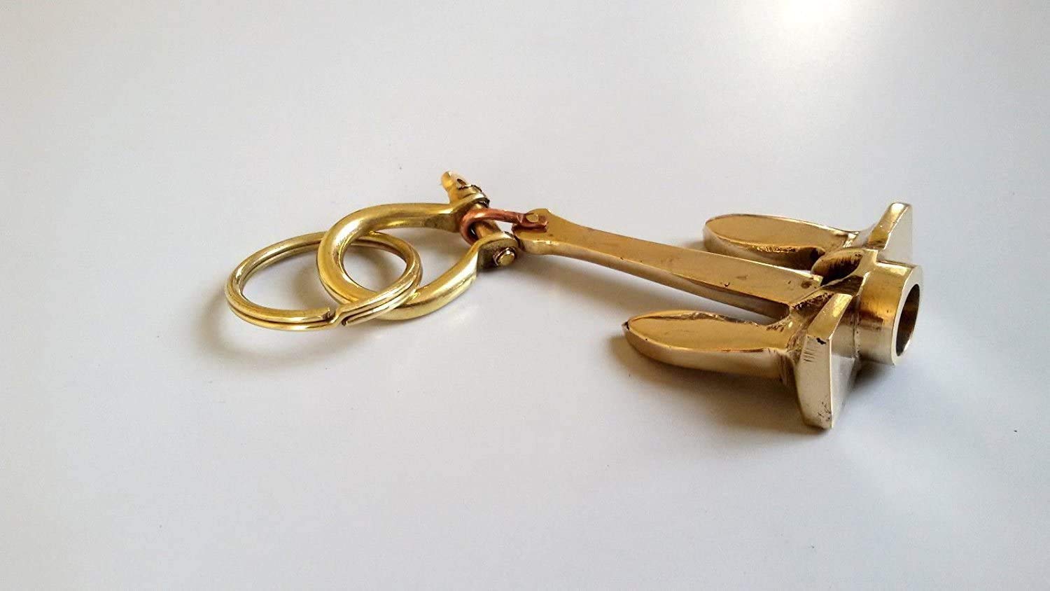 Brass Anchor Keychains Nautical vintage ship anchor with handcuff key ring A