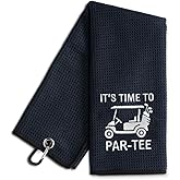 WUUCKOO It's Time to Par-tee Embroidered Golf Towel, Funny Golf Towel for Golf Bag with Clip, Golf Accessories for Men Women, Birthday Retirement Gift for Golfer Grandpa Dad Friend Brother Golf Lover