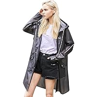 L-Rain Durable TPU Clear Rain Coat for Adults - Women and Men Fashion Hooded Rain Poncho