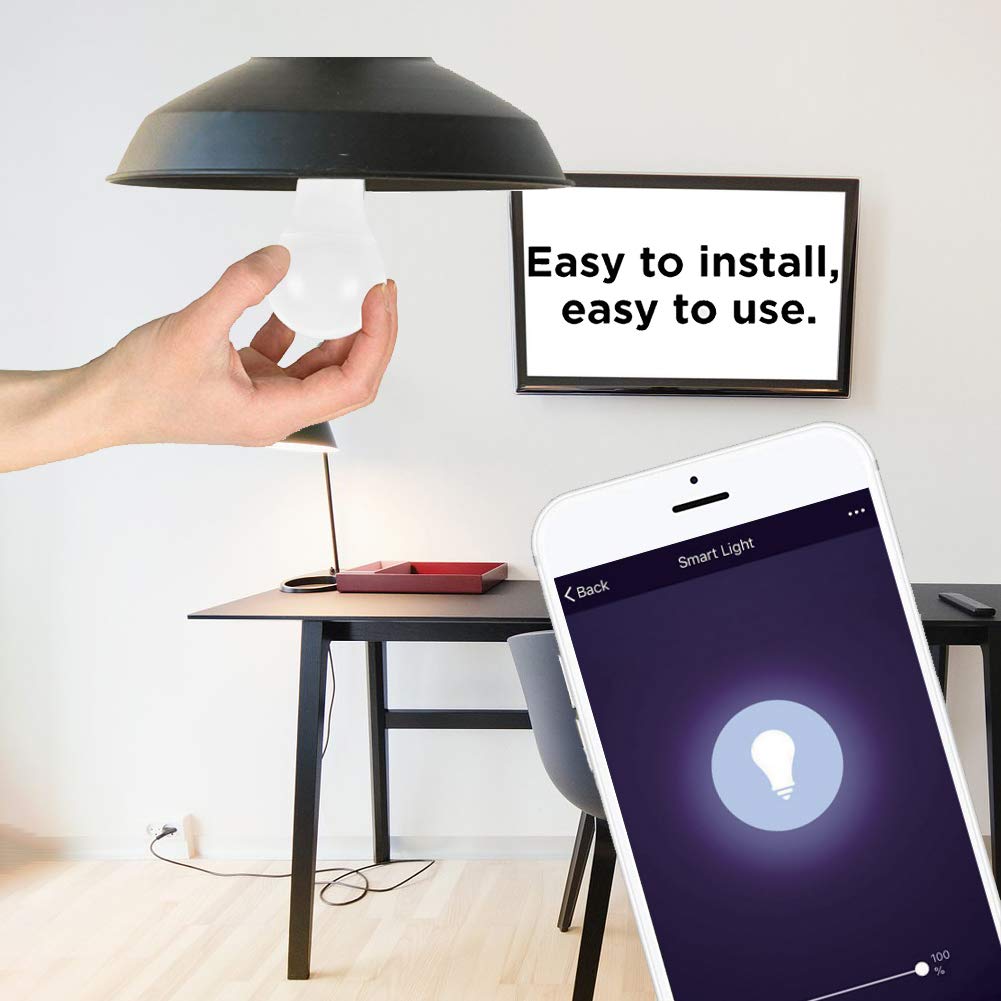 Smart WiFi Light Bulb YAMAO RGBW Color Changing 5000K Bulb Compatible with Alexa and Google Assistant A19 E26 Dimmable Bulbs 6W 500LM No Hub Required (1 Pack)