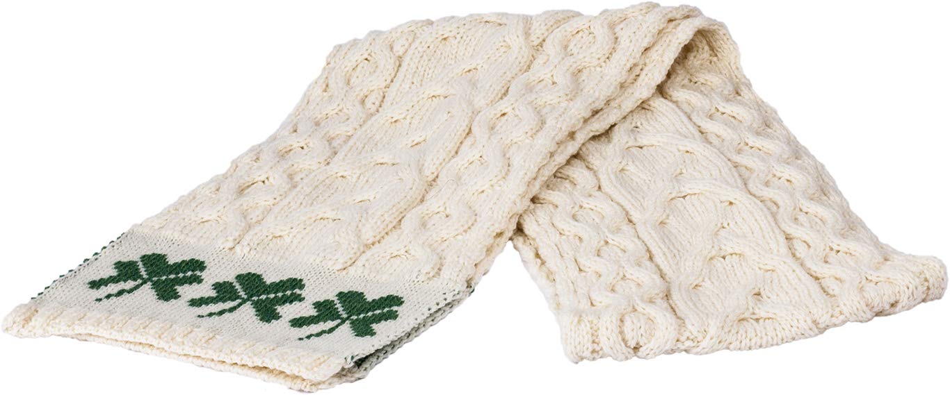 Aran Woollen Mills 100% Merino Wool Shamrock Scarf Natural Aran Woollen Mills 100% Merino Wool Shamrock Scarf Natural