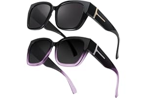 Myiaur Fit Over Glasses Sunglasses for Women, Trendy Oversized Polarized Wear Over Sun Glasses with UV400 Protection（2 Pack）