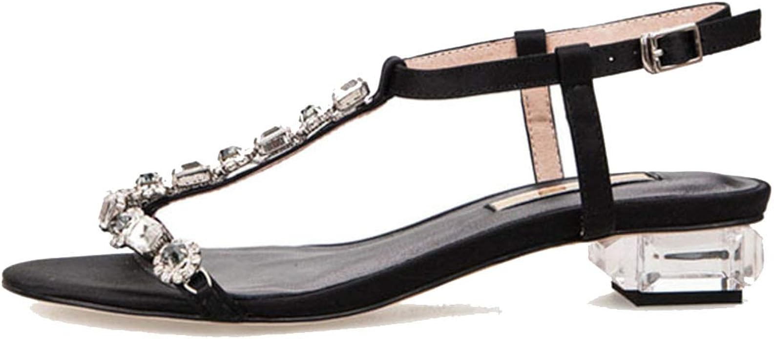 glass block heel sandals