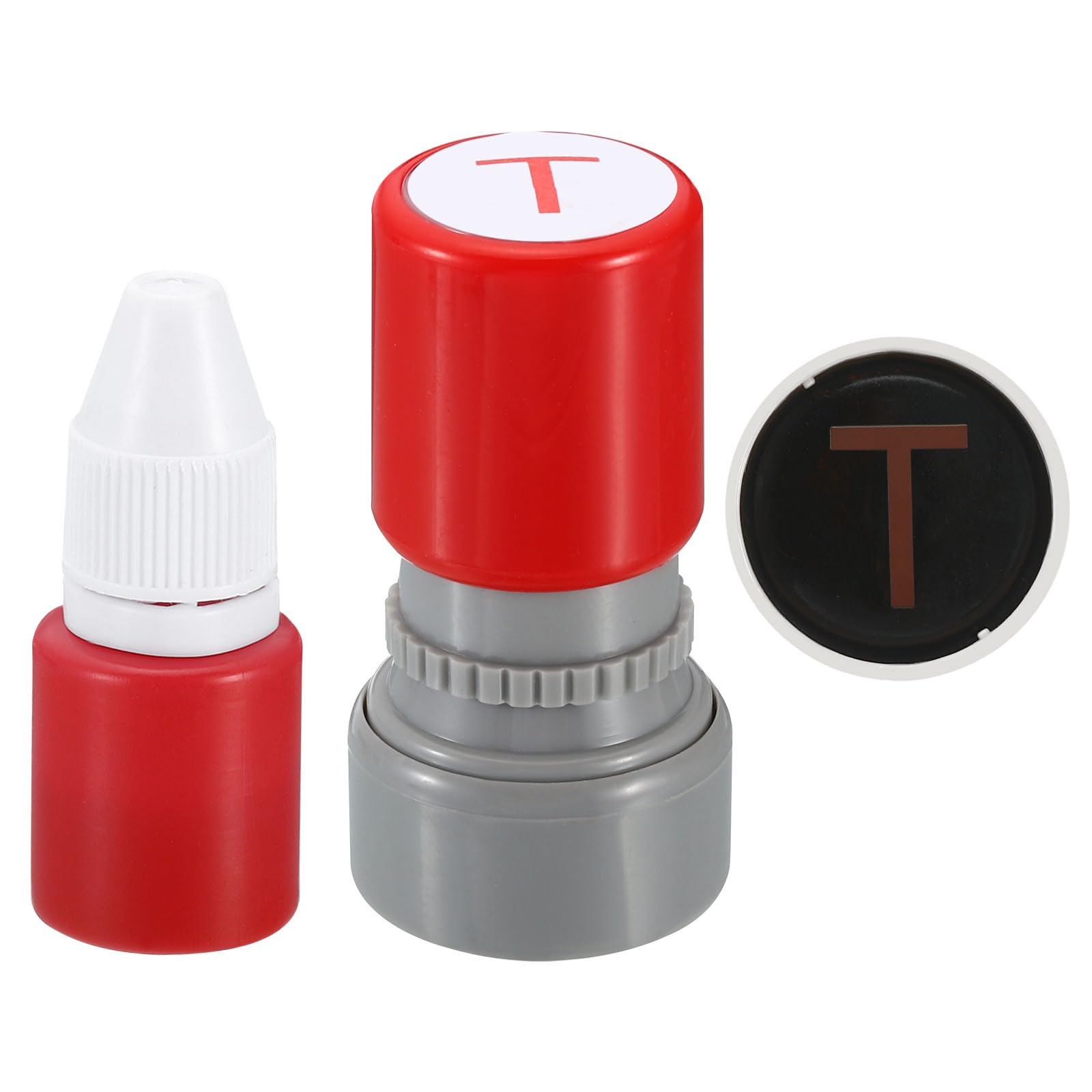 PATIKIL Letter Stamps Self Inking, Character T Alphabet Teacher Stamp Initial Stamp Mini Ink Stamp for Class Notebook Scrapbooking DIY Craft, Red Ink