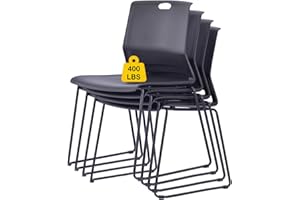 Stackable Chairs Set of 4, Modern Metal Sled Base Stacking Office Chairs with Wide Plastic Seat for Break Room Waiting Room C