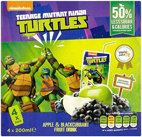 Appy Teenage Mutant Ninja Turtles Apple & Blackcurrant Fruit Nectar Drink (4x200ml) - Pack of 6
