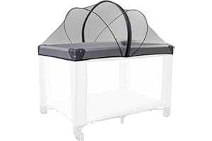 BEBONO Mosquito Net for Playpen with 2-Way Zipper, Keep Cats Out, Netting Cover Foldable with Storage Bag, Black