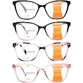 VisiWell 4 Pack Progressive Multifocus Reading Glasses for Women Men Blue Light Blocking Readers with Spring Hinge