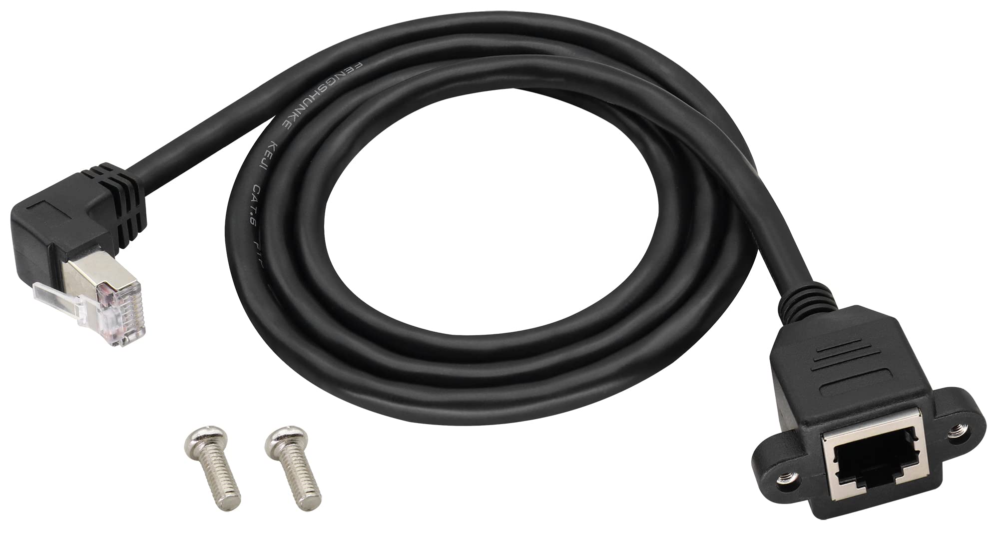 zdyCGTime 90 Degree Cat 6 Ethernet Cable LAN cable (Upbend) Angle Right Angle 90 Degree RJ45 Elbow Male to Female Ethernet Network Connector with Screws Suitable for routers etc. (1M/1Pack)