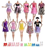ASIV 10 Pack Handmade Daily Casual Wear Clothes Outfits for Barbie Doll with 10 Pair of Shoes for Girls Christmas Birthday Gift