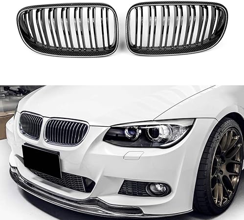 Amazon カーボンファイバーフロント腎臓グリルグリルbmw 3シリーズe92 E93フェイスリフト328i 328i Xdrive 335i 335i Xdrive グリルガード 車 バイク