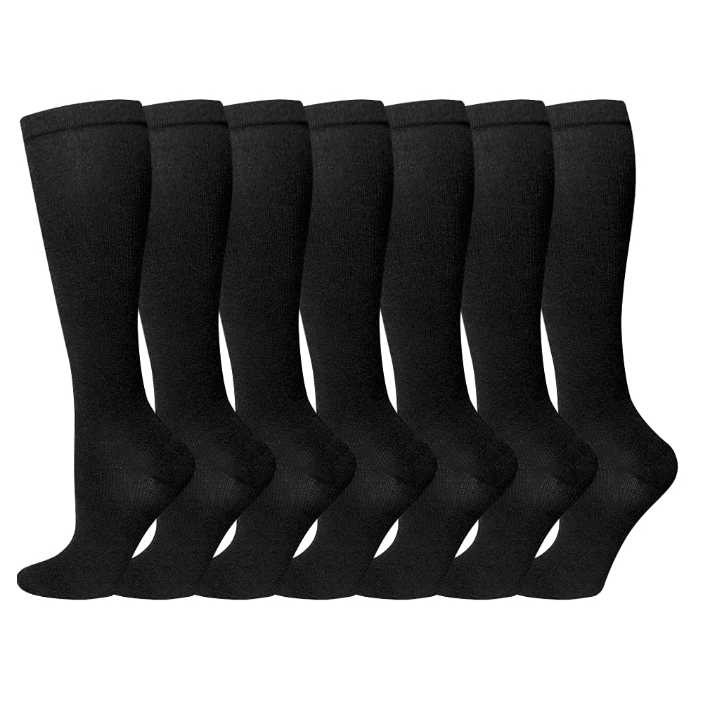 Compression Socks for Women and Men, 7 Pairs Medical Compression Stockings 15-20 mmHg Support Socks for Athletic, Varicose Veins, Running, Cycling, Hiking, Flight, Travel, Nursing, Pregnancy