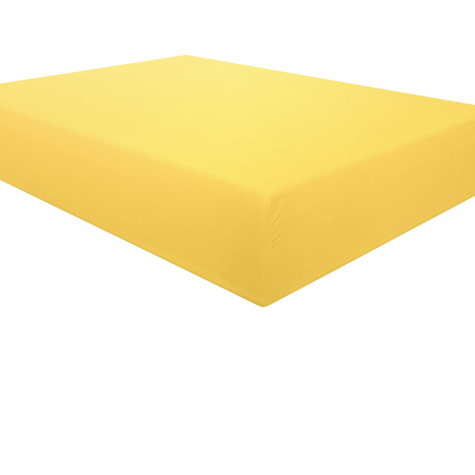 NTBAY 100% Brushed Microfiber Double Fitted Sheet, 1800 Super Soft and Cozy, Wrinkle, Fade, Stain Resistant 12" / 30cm Deep Pocket Fitted Bed Sheet, Yellow