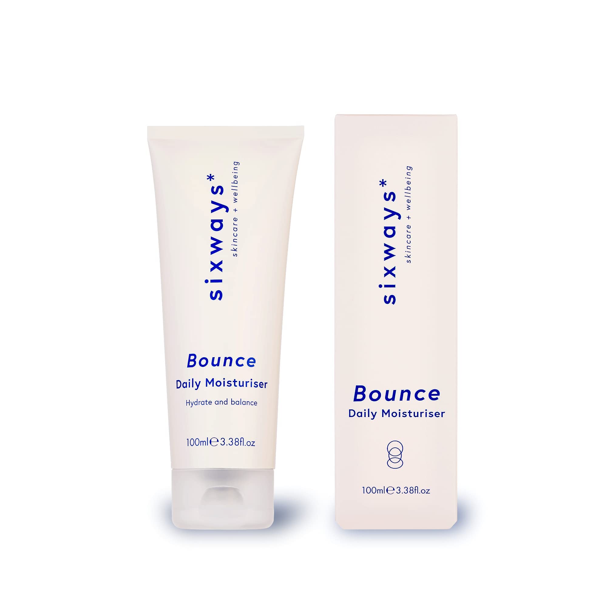 Sixways Bounce Daily Moisturiser: Hydrating Natural Vegan Face Cream with Shea Butter and Vitamin E, For All Skin Types, Made in the UK, 100ml