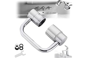 1440° Rotatable Faucet Aerator Extension, 2026 New 2 Modes Adjustable U Shaped Faucet Extender for Splash Reduction, Fits 15/