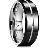 King Will Tungsten Carbide Wedding Band for Men Size 4-16 | 6/8/10mm Width, Multicolor Available with Grooved Center, Wedding Ring Suitable for Work, Gym Comfort Fit Size 4-16