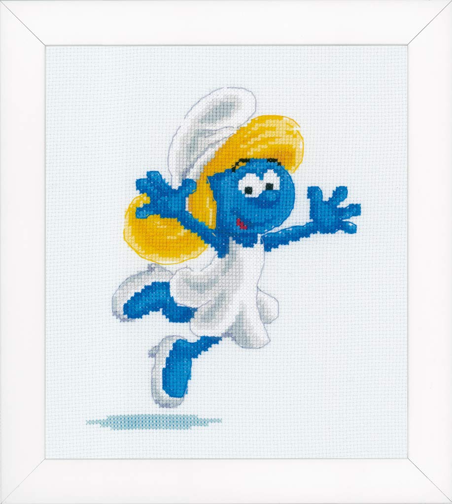 VERVACO (3PL) Cross Stitch, Cotton, The Smurfs Smurfette (14 Count), One Size