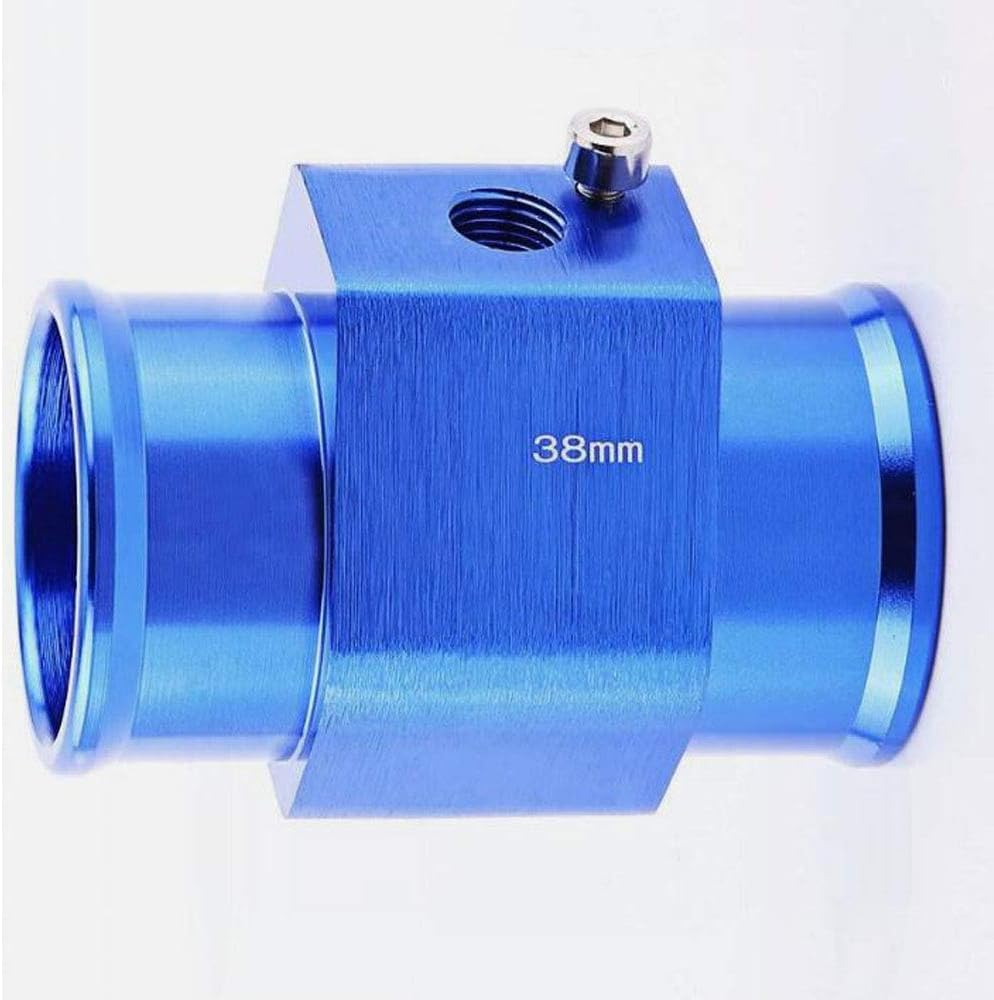 Universal Water Temp Joint Pipe Water Temp Temperature Joint Pipe Sensor Gauge Radiator Hose Adapter, (Blue, 38mm)