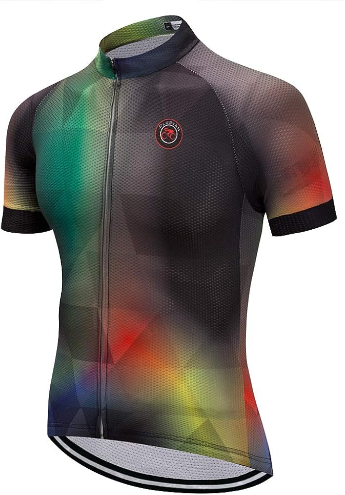 Men's Cycling Jersey Short Sleeve Bike Clothing Multicolored Diamond: Clothing
