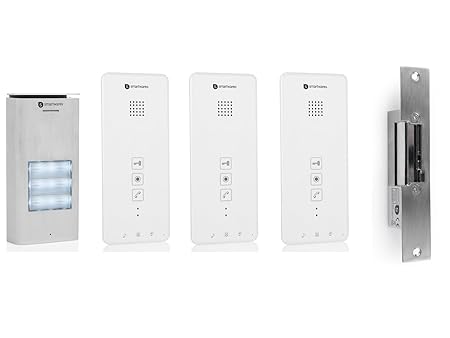 Set: Dreiparteien Türsprechanlage mit elektrischem Türöffner für normale Türen (links / rechts)